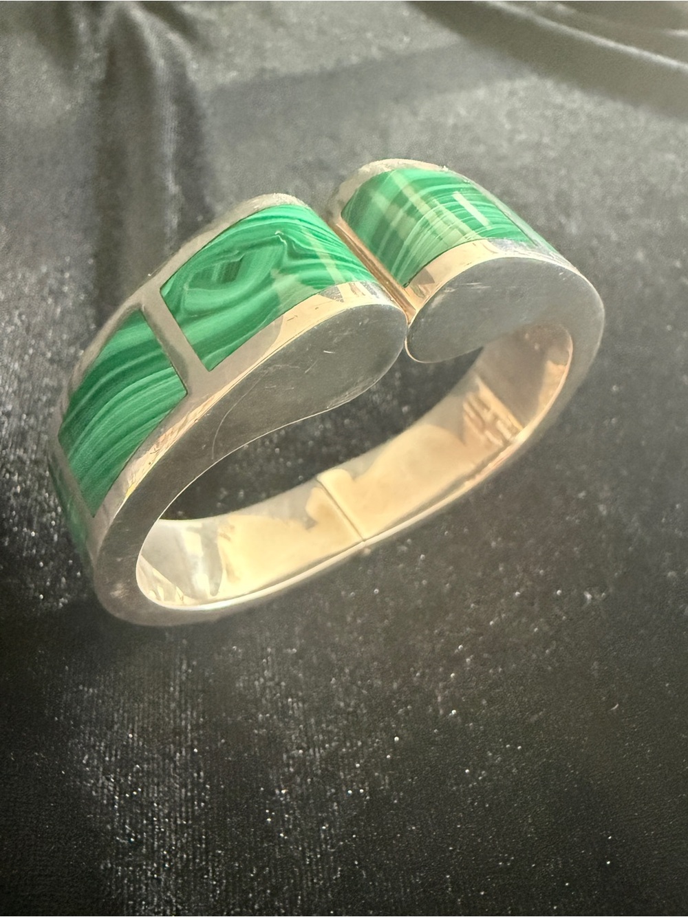 Green Malachite Inlay Sterling Silver Cuff Bracelet
